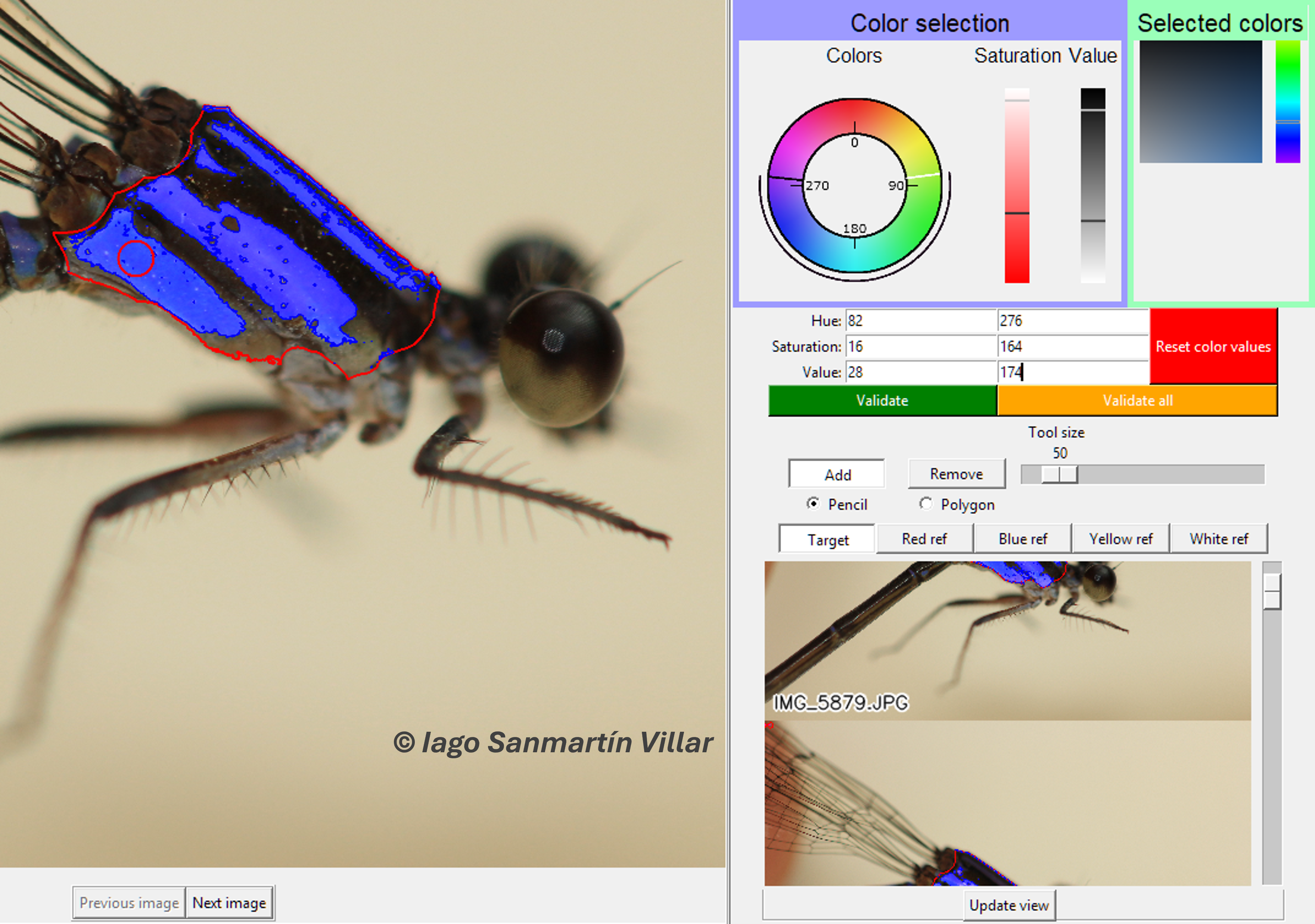 Visual feedack on color values